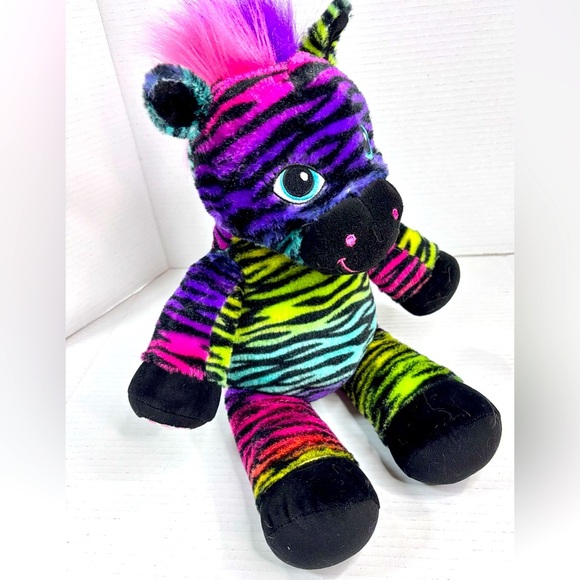 Build a Bear Multicolored Rainbow Zebra Plush Toy - Picture 1 of 7